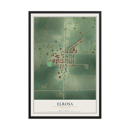 Map of Elrosa, Minnesota, 12 x 18 inch print in a black wood frame