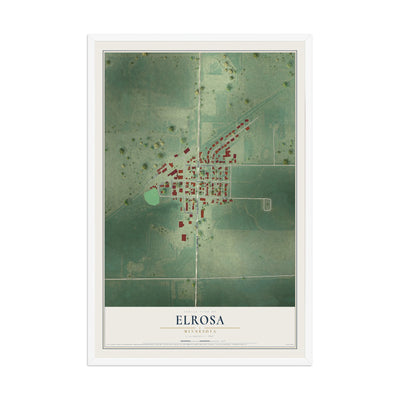 Map of Elrosa, Minnesota, 12 x 18 inch print in a white wood frame