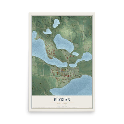 Map of Elysian, Minnesota, 12 x 18 inch unframed archival matte print