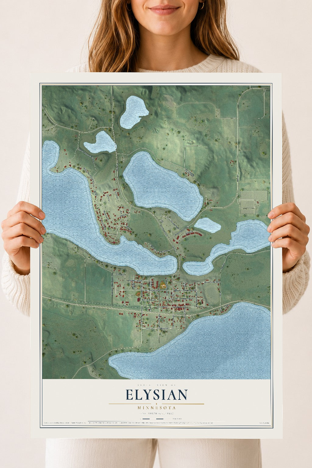 Map of Elysian, Minnesota, 18 x 24 inch unframed archival matte print