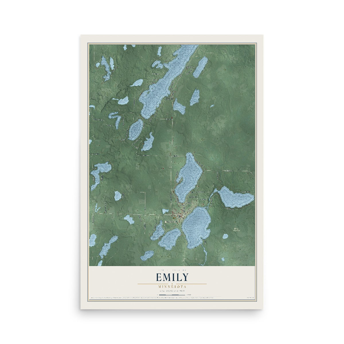 Map of Emily, Minnesota, 12 x 18 inch unframed archival matte print