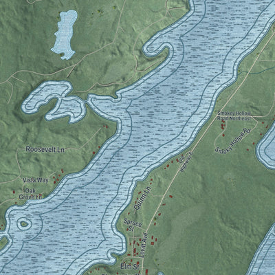 Close-up of the map of Emily, Minnesota print showing street and building detail