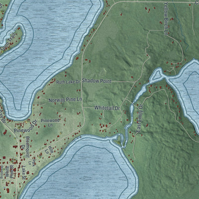 Second close-up of the map of Emily, Minnesota print showing more streets and buildings