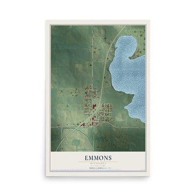 Map of Emmons, Minnesota, 12 x 18 inch unframed archival matte print