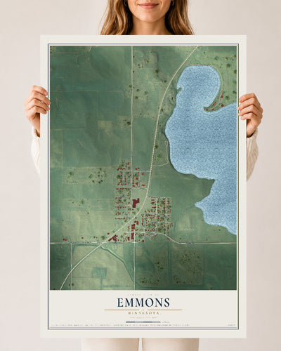 Map of Emmons, Minnesota, 24 x 36 inch unframed archival matte print