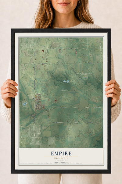 Map of Empire, Minnesota, 18 x 24 inch print in a black wood frame