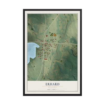 Map of Erhard, Minnesota, 12 x 18 inch print in a black wood frame