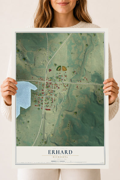 Map of Erhard, Minnesota, 18 x 24 inch unframed archival matte print