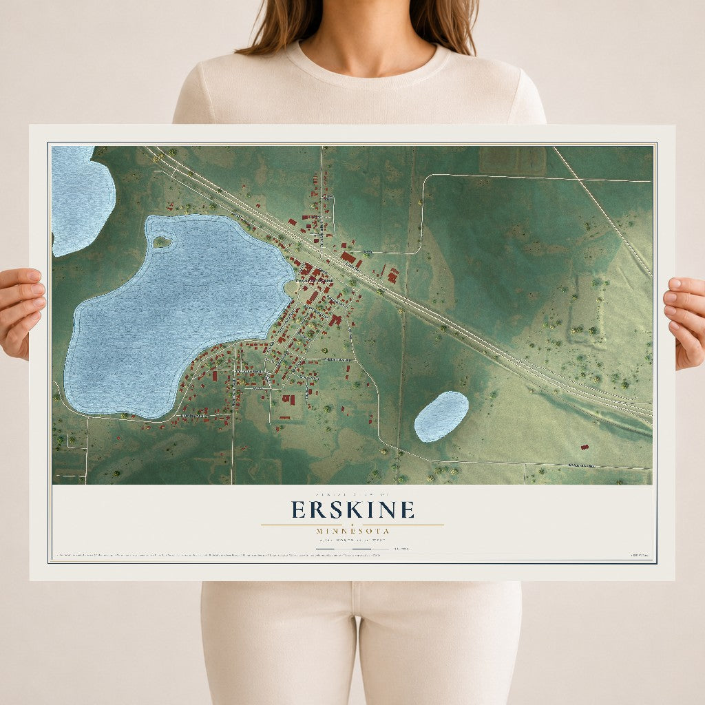 Map of Erskine, Minnesota, 18 x 24 inch unframed archival matte print