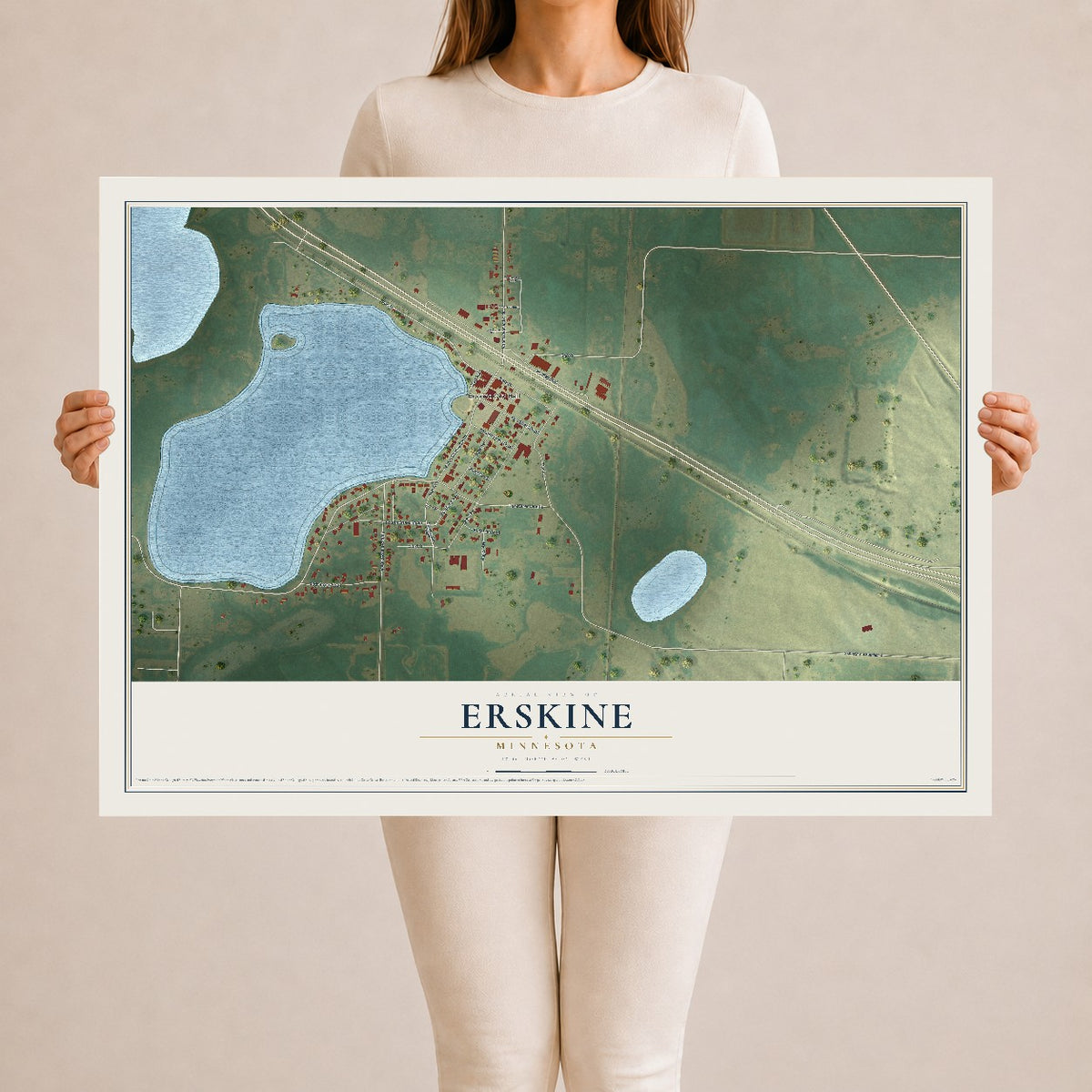 Map of Erskine, Minnesota, 24 x 36 inch unframed archival matte print