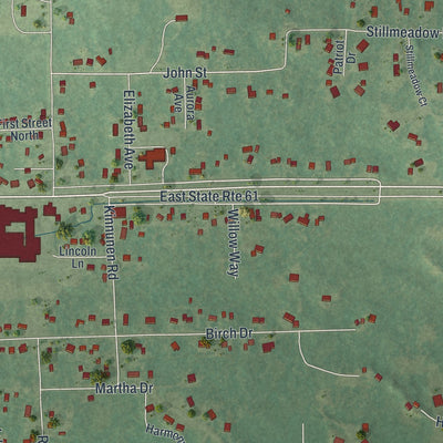 Close-up of the map of Esko, Minnesota print showing street and building detail