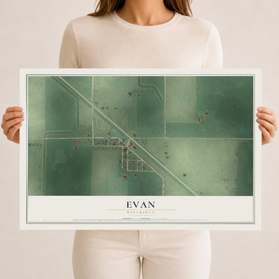 Map of Evan, Minnesota, 12 x 18 inch unframed archival matte print