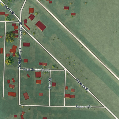 Close-up of the map of Evan, Minnesota print showing street and building detail
