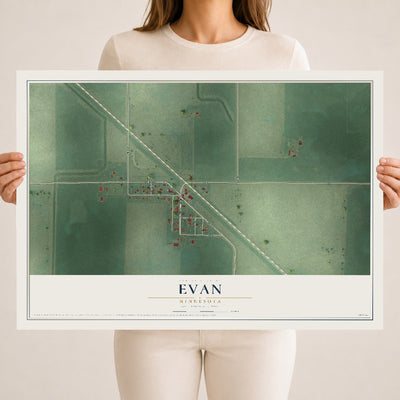 Map of Evan, Minnesota, 18 x 24 inch unframed archival matte print