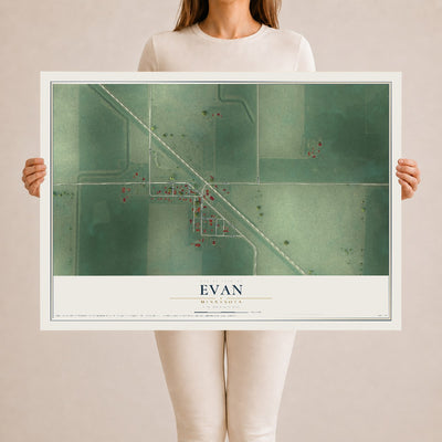 Map of Evan, Minnesota, 24 x 36 inch unframed archival matte print