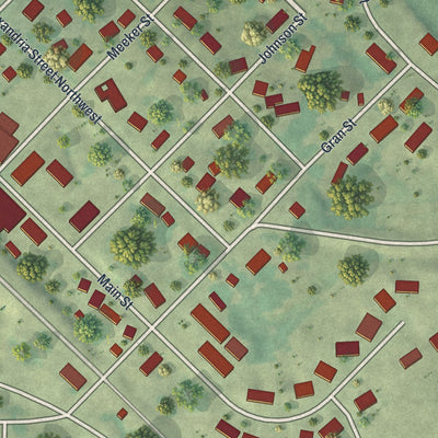 Close-up of the map of Evansville, Minnesota print showing street and building detail