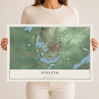 Map of Eveleth, Minnesota, 12 x 18 inch unframed archival matte print