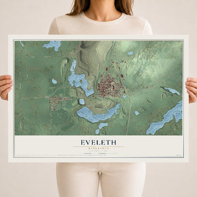 Map of Eveleth, Minnesota, 18 x 24 inch unframed archival matte print