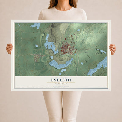 Map of Eveleth, Minnesota, 24 x 36 inch unframed archival matte print