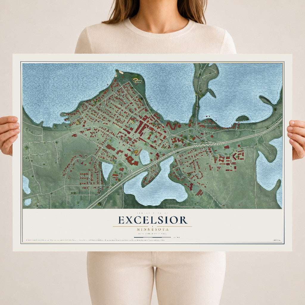 Map of Excelsior, Minnesota, 18 x 24 inch unframed archival matte print