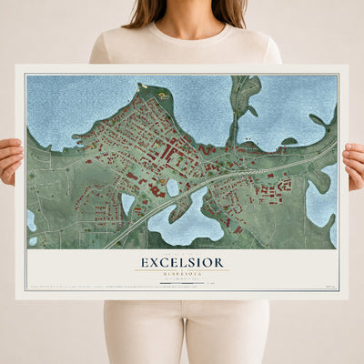 Map of Excelsior, Minnesota, 18 x 24 inch unframed archival matte print