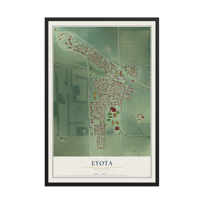 Map of Eyota, Minnesota, 12 x 18 inch print in a black wood frame