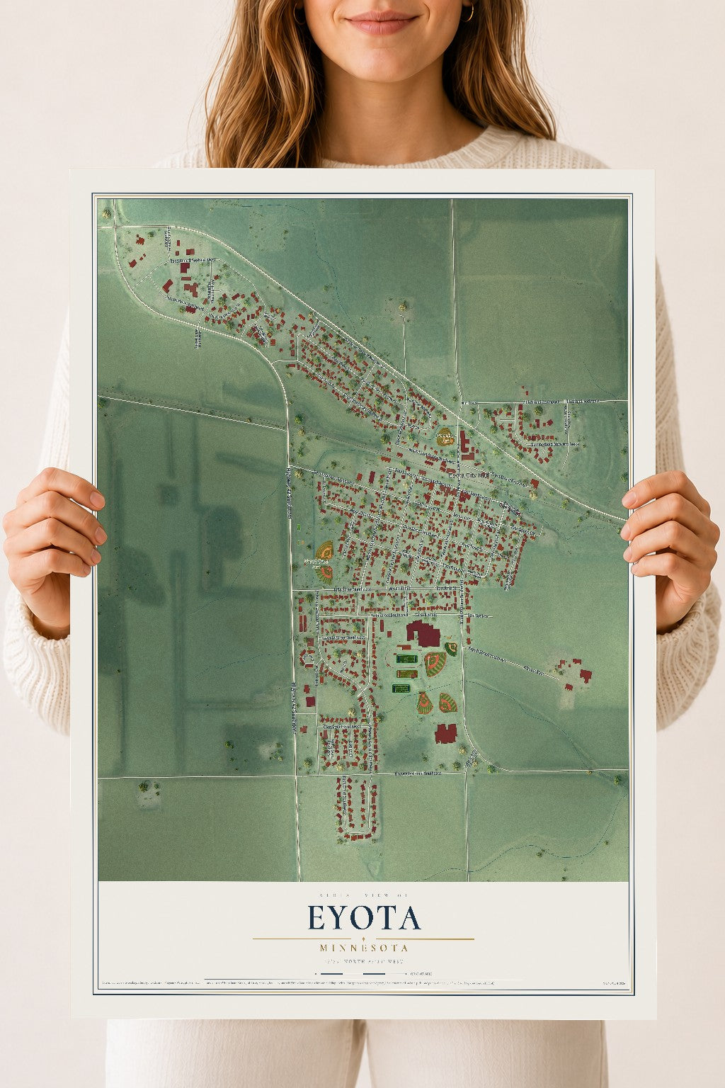 Map of Eyota, Minnesota, 18 x 24 inch unframed archival matte print