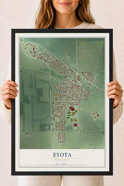 Map of Eyota, Minnesota, 18 x 24 inch print in a black wood frame