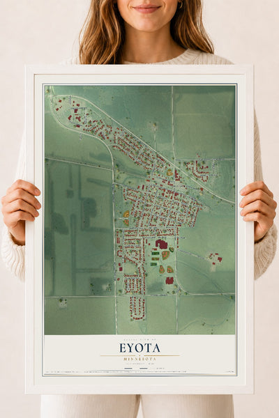 Map of Eyota, Minnesota, 18 x 24 inch print in a white wood frame