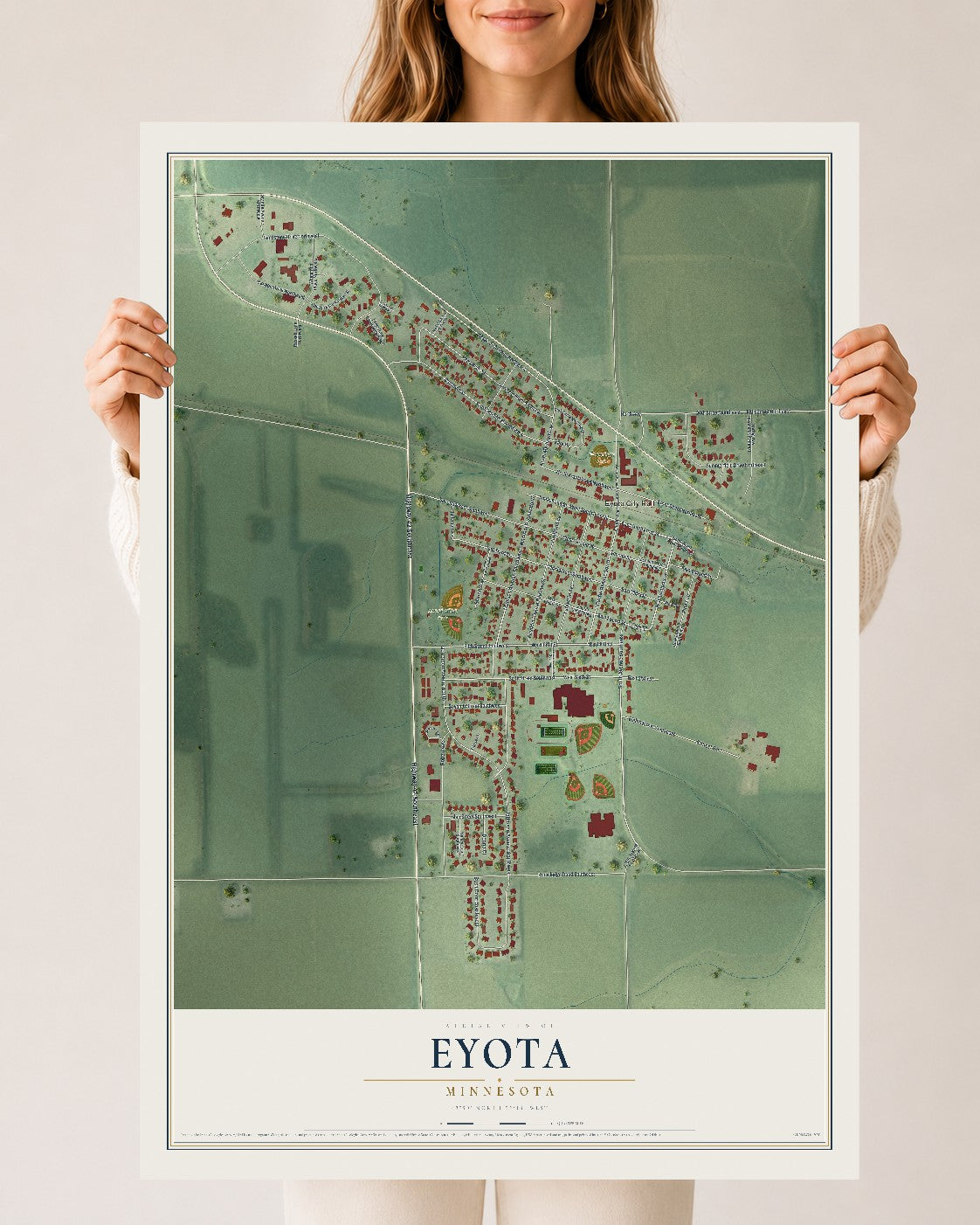 Map of Eyota, Minnesota, 24 x 36 inch unframed archival matte print