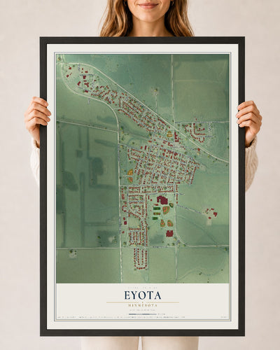 Map of Eyota, Minnesota, 24 x 36 inch print in a black wood frame