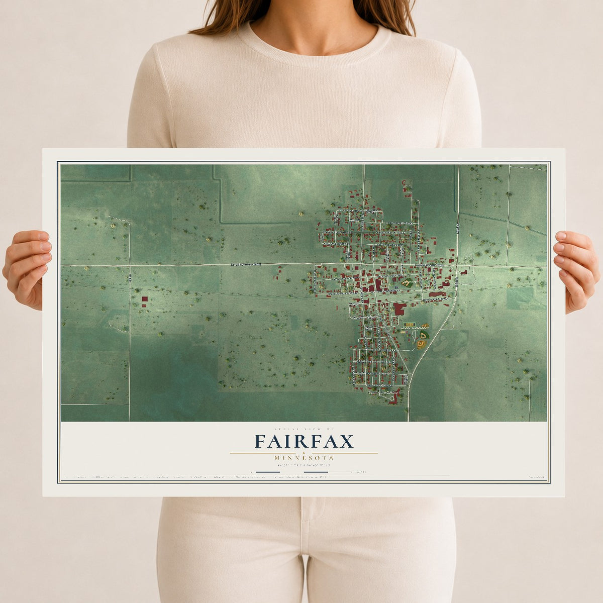 Map of Fairfax, Minnesota, 12 x 18 inch unframed archival matte print