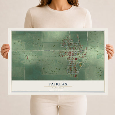 Map of Fairfax, Minnesota, 12 x 18 inch unframed archival matte print