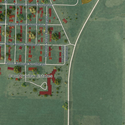 Second close-up of the map of Fairfax, Minnesota print showing more streets and buildings