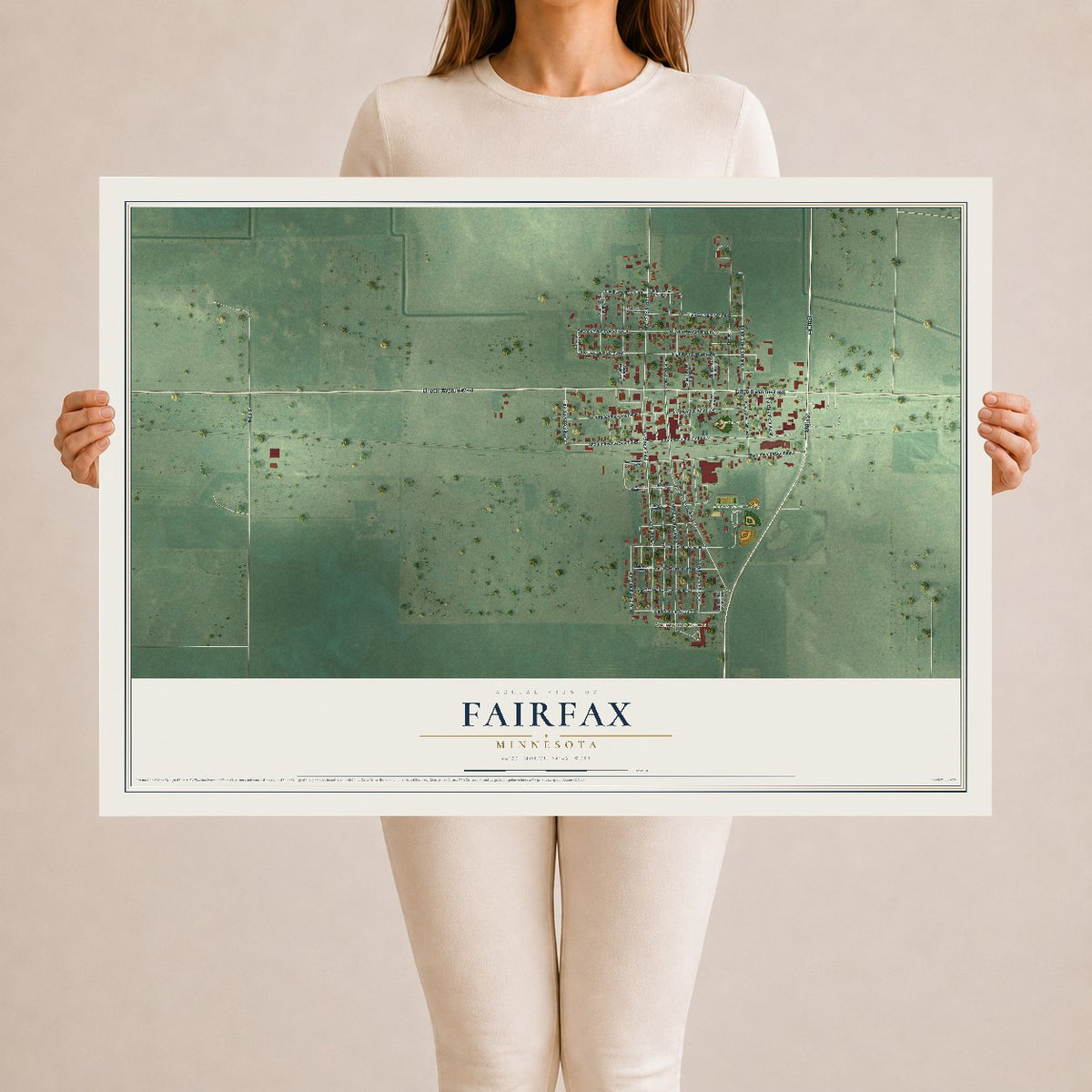 Map of Fairfax, Minnesota, 24 x 36 inch unframed archival matte print