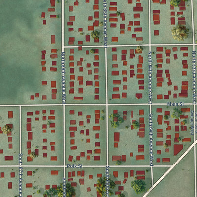 Close-up of the map of Fairmount, Minnesota print showing street and building detail