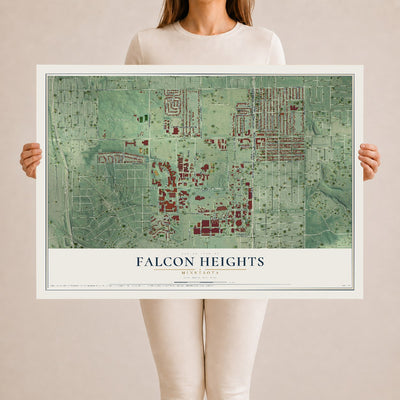 Map of Falcon Heights, Minnesota, 24 x 36 inch unframed archival matte print