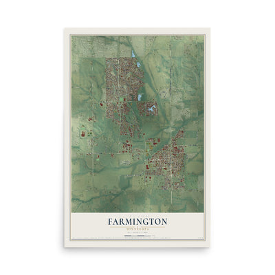 Map of Farmington, Minnesota, 12 x 18 inch unframed archival matte print