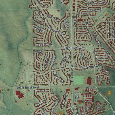 Second close-up of the map of Farmington, Minnesota print showing more streets and buildings