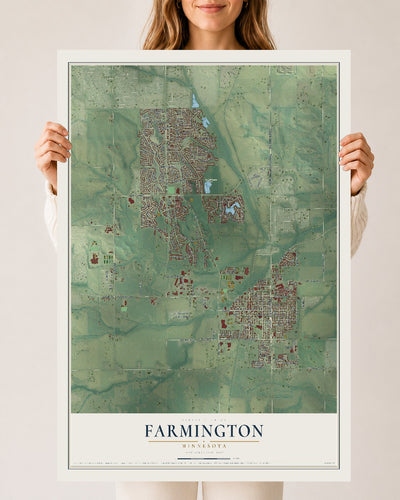 Map of Farmington, Minnesota, 24 x 36 inch unframed archival matte print