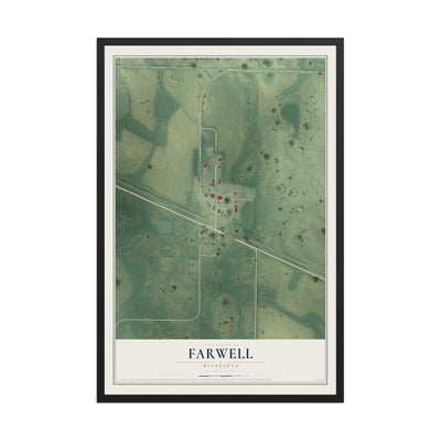 Map of Farwell, Minnesota, 12 x 18 inch print in a black wood frame