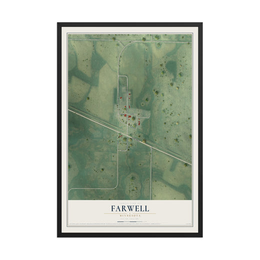 Map of Farwell, Minnesota, 12 x 18 inch print in a black wood frame