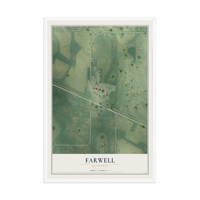 Map of Farwell, Minnesota, 12 x 18 inch print in a white wood frame