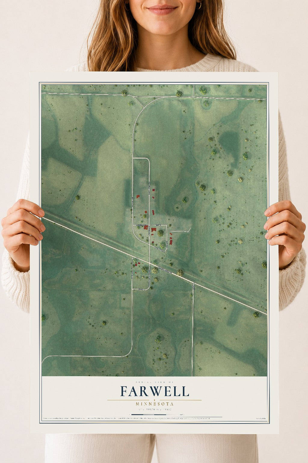 Map of Farwell, Minnesota, 18 x 24 inch unframed archival matte print