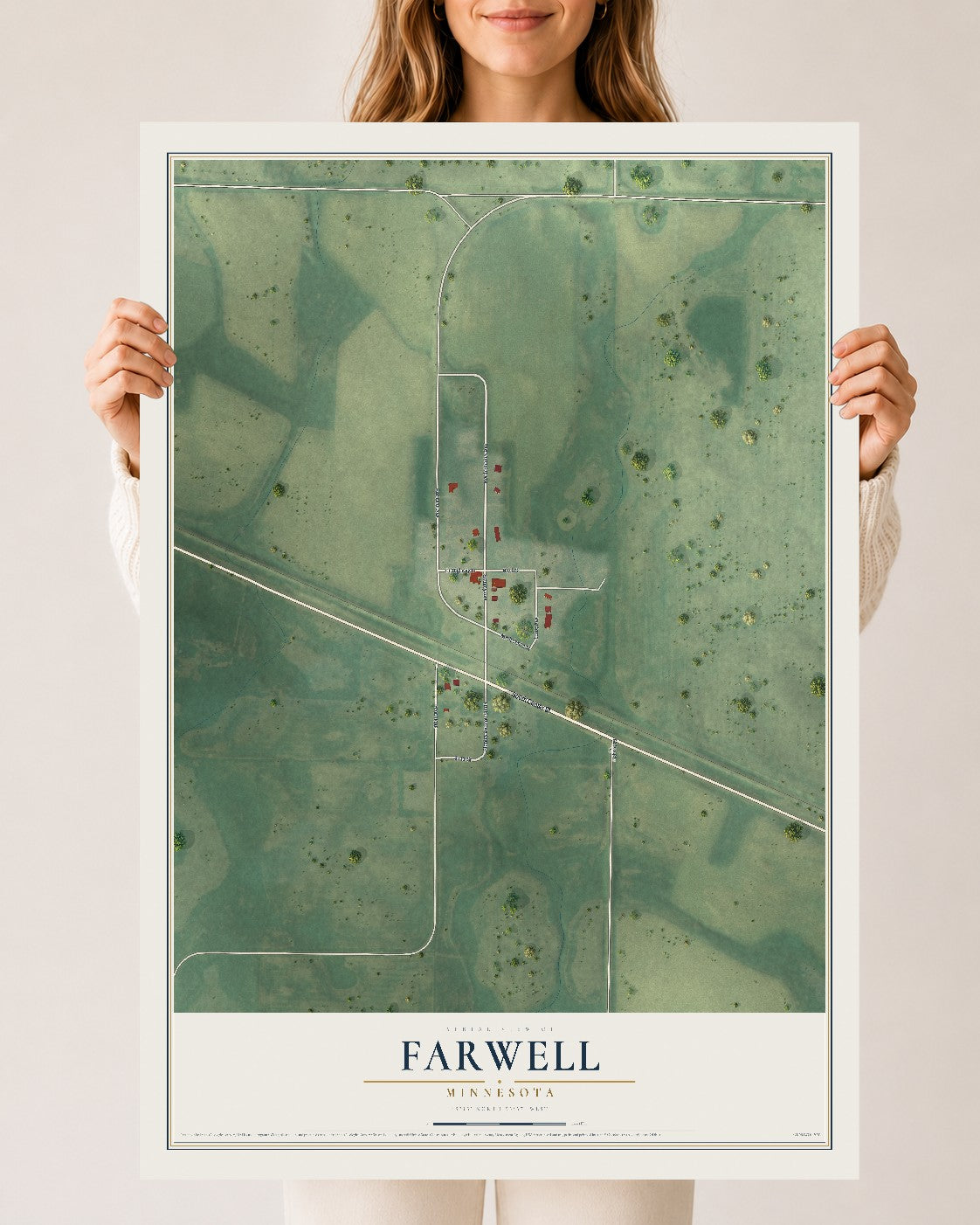 Map of Farwell, Minnesota, 24 x 36 inch unframed archival matte print