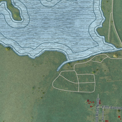 Second close-up of the map of Federal Dam, Minnesota print showing more streets and buildings