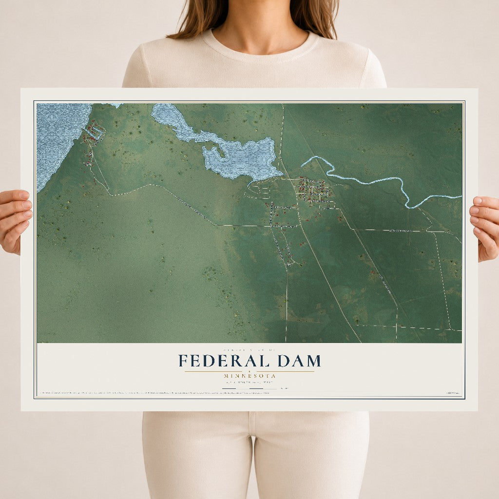 Map of Federal Dam, Minnesota, 18 x 24 inch unframed archival matte print