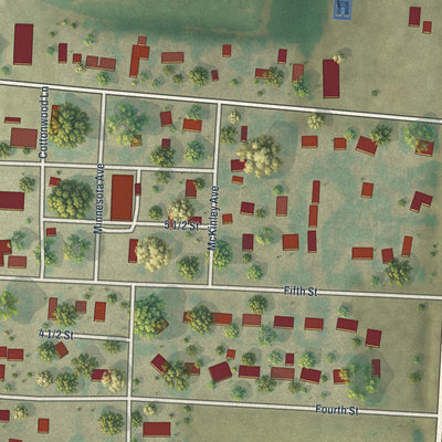 Close-up of the map of Felton, Minnesota print showing street and building detail