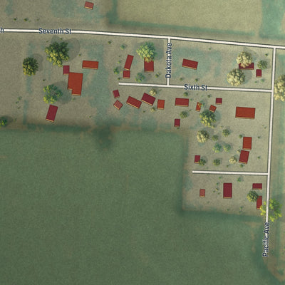 Second close-up of the map of Felton, Minnesota print showing more streets and buildings