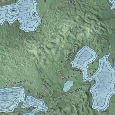 Close-up of the map of Fifty Lakes, Minnesota print showing street and building detail